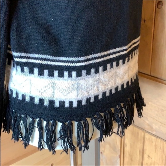 Lord & Taylor Navy Blue Turtleneck Sweater with Elegant Fringe - Picture 2 of 9